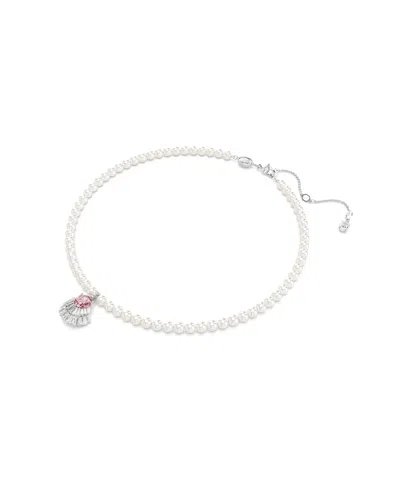 Shop Swarovski Mixed Cuts, Crystal  Imitation Pearls, Shell, Pink, Rhodium Plated Idyllia Pendant Necklace