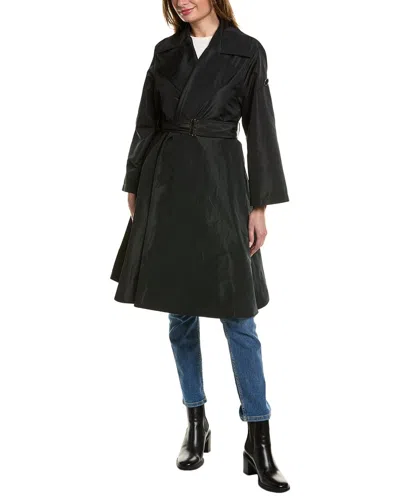 Shop Lafayette 148 New York Wide Collar Trench Coat In Black