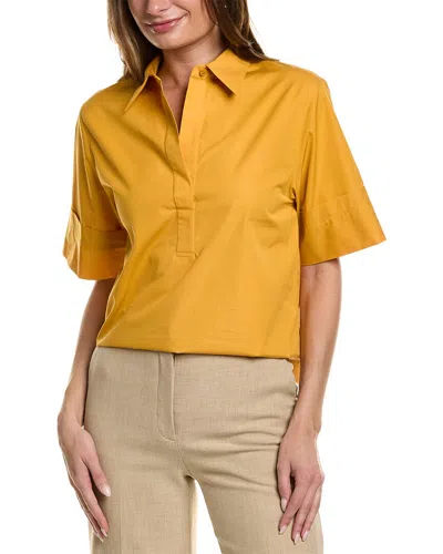 Shop Lafayette 148 New York Half Placket Camp Shirt In Yellow