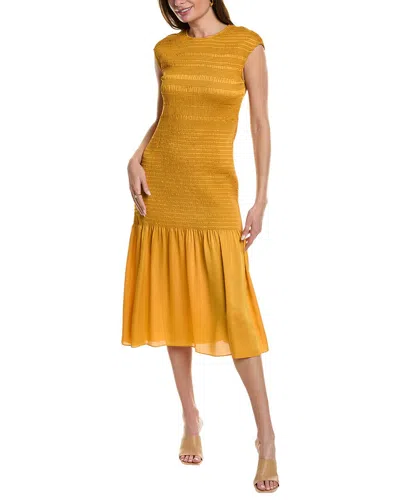 Shop Lafayette 148 New York Smocked Dress In Orange