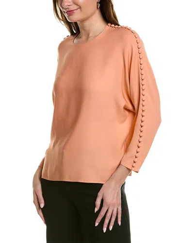 Shop Lafayette 148 New York Wing Sleeve Silk Blouse In Orange