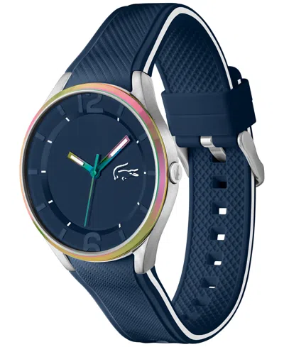 Shop Lacoste Men's Ollie Blue Silicone Strap Watch 44mm In Black
