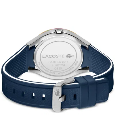 Shop Lacoste Men's Ollie Blue Silicone Strap Watch 44mm In Black