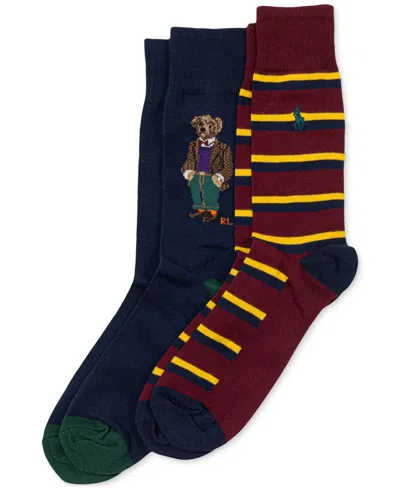 Shop Polo Ralph Lauren Men's 2-pk. Madison Tweed Bear Slack Socks In Asst