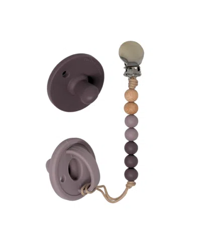 Shop The Dearest Grey Infant Mod Pacifier And Pacifier Clip Set In Jade Lavender