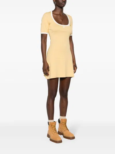 Shop Courrèges Holistic Contrast Dress Woman Yellow In Cotton