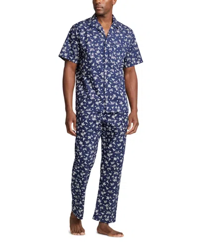 Shop Polo Ralph Lauren Men's Cotton Printed Pajama Pants In Cruise Navy Bahama Wakeboarder Print