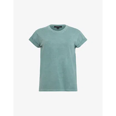 Shop Allsaints Anna Round-neck Short-sleeve Organic-cotton T-shirt In Silverpine Gre