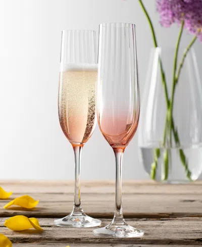 Belleek Pottery Galway Crystal Erne Flutes, Set Of 2 In No Color