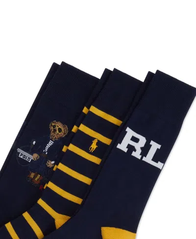 Shop Polo Ralph Lauren Men's 3-pk. Denim Bear Slack Socks Gift Set In Assorted Colors