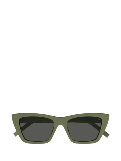 Shop Saint Laurent Eyewear Cat In Green