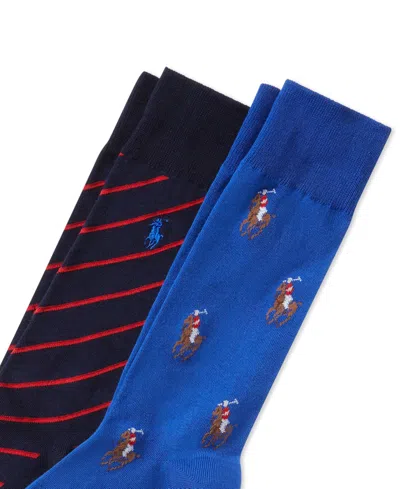 Shop Polo Ralph Lauren Men's 2-pk. Knit-in Pony Slack Socks In Royal Blue