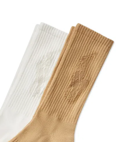 Polo Ralph Lauren Tonal Pony Player Crew Socks 2 Pack In Beige