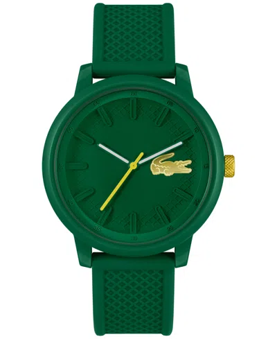 Shop Lacoste Men's L.12.12. Green Silicone Strap Watch 48mm