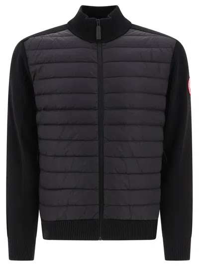 Shop Canada Goose Hybridge Padded Panel Knitted Jacket In Black