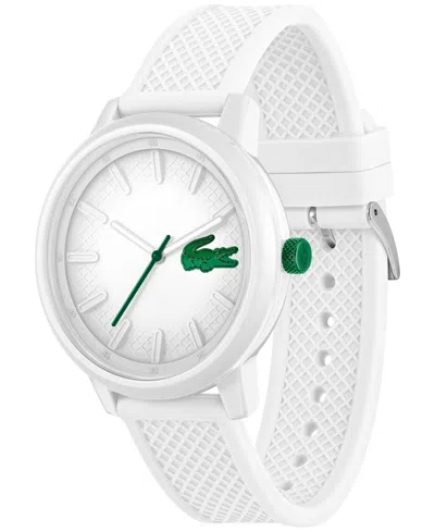 Lacoste Unisex L.12.12. White Silicone Strap Watch 48mm In White