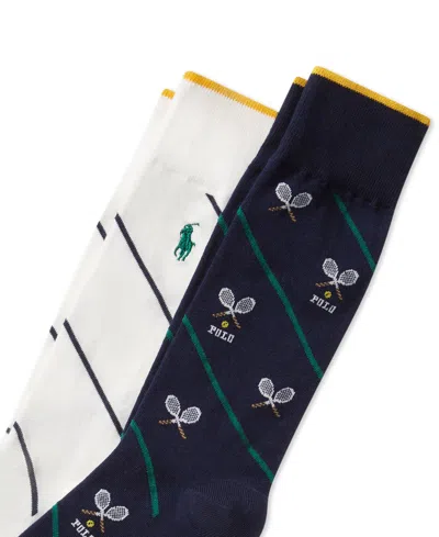 Shop Polo Ralph Lauren Men's 2-pk. Tennis Racquets Slack Socks In Navy