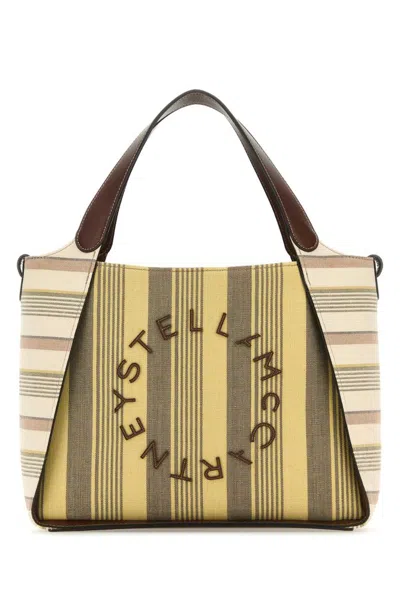 Shop Stella Mccartney Logo Lettering Striped Tote Bag In Multi