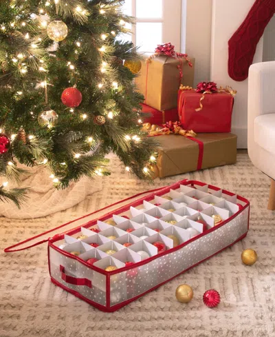 Simplify 80 Count Ornament Storage Organizer In Red In Red