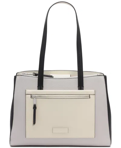 Shop Calvin Klein Hadley Tote In Dove,black,white