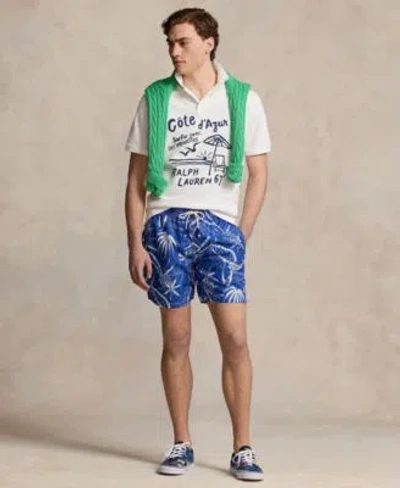 Shop Polo Ralph Lauren Mens Mesh Polo Shirt Cotton Sweater Swim Trunks In Ocean Breeze Floral