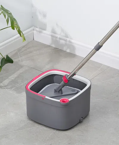 True & Tidy Mop, Silicone Sweeper & Bucket Cleaning System In Pink