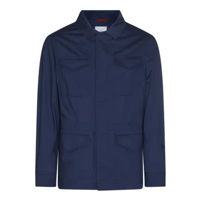 Shop Brunello Cucinelli Drawstring Waist Lightweight Shirt Jacket In Blue