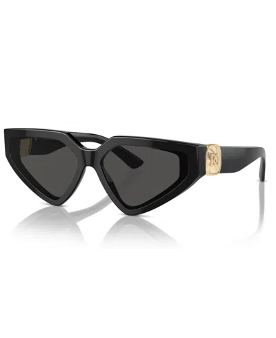 Dolce & Gabbana Dg Crossed Logo Acetate & Plastic Cat-eye Sunglasses In Black