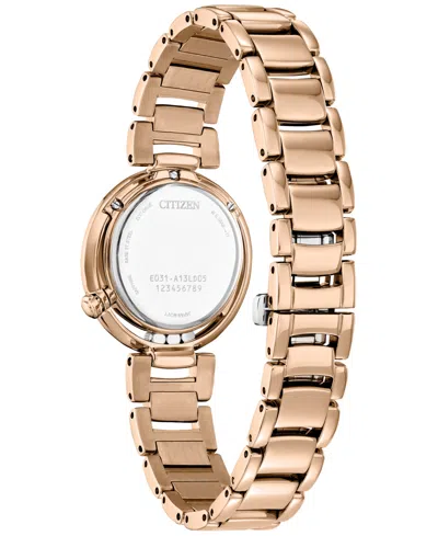 Shop Citizen Eco-drive Women's Arcly Diamond (1/10 Ct. T.w.) Rose Gold-tone Stainless Steel Bracelet Watch 30mm
