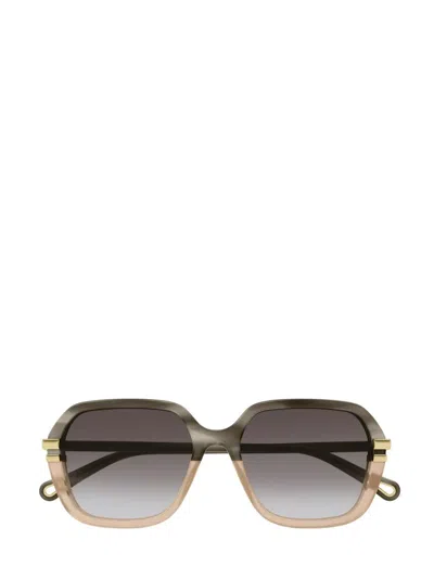 Shop Chloé Eyewear Rectangle Frame Sunglasses In Multi
