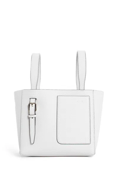 Shop Valextra Mini Soft Bucket Bag In White