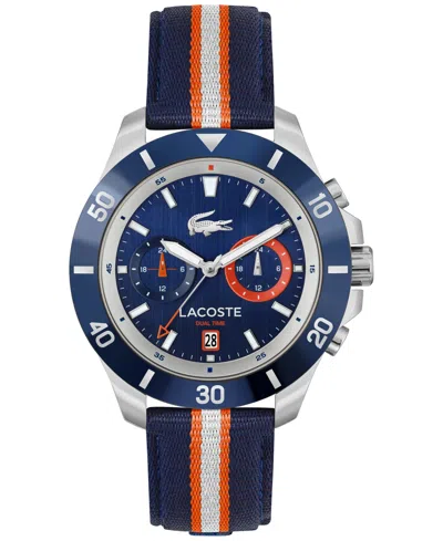 Shop Lacoste Men's Toranga Blue Striped Nylon Strap Watch 44mm In Navy