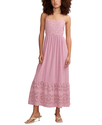 Shop Lucky Brand Women's Cotton Cutwork Sleeveless Maxi Dress In Smokey Grape