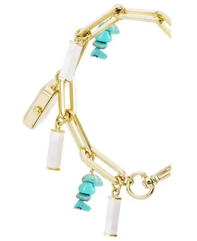 Shop Anne Klein Women's Quartz Gold-tone Alloy Turquoise Charm Bracelet Watch, 18mm In No Color