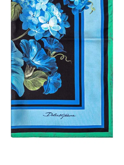 Shop Dolce & Gabbana Bellflower Twill Scarf In Blue