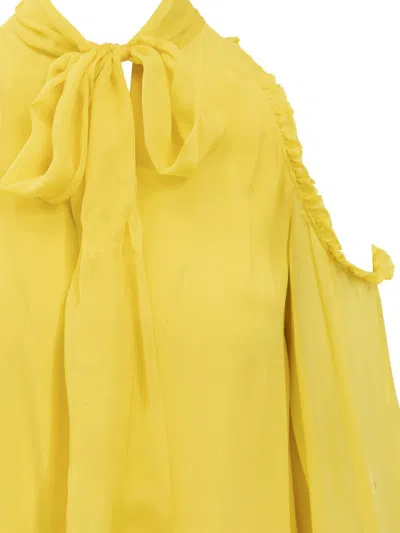 Shop Pinko Crepe Gamay Blouse In Yellow