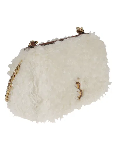Shop Burberry Fur Logo Shoulder Bag In White