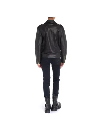 Shop Versace Jeans Couture Leather Jacket In Black