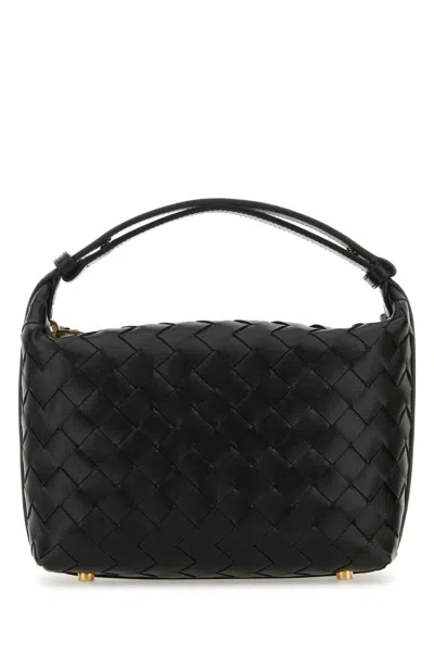 Shop Bottega Veneta Black Nappa Leather Mini Wallace Handbag In Blackgold