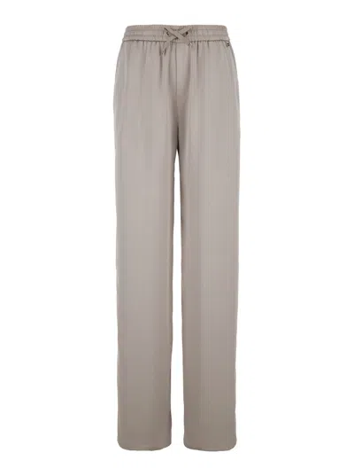 Shop Herno Beige Relaxed Pants With Drawstring In Fabric Woman In Pink