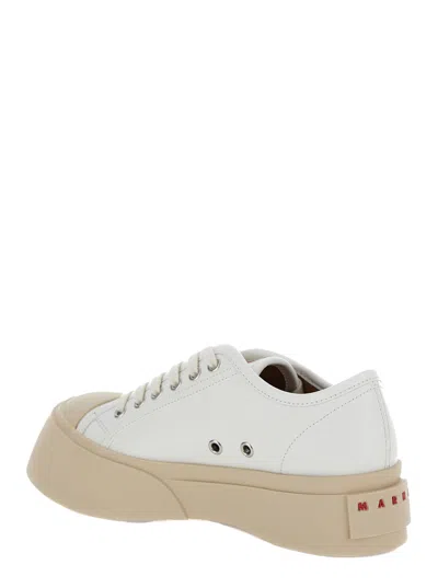 Shop Marni Pablo White Sneakers With Lace Up Closure In Leather Woman