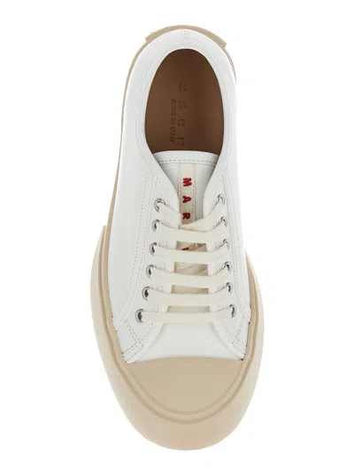 Shop Marni Pablo White Sneakers With Lace Up Closure In Leather Woman
