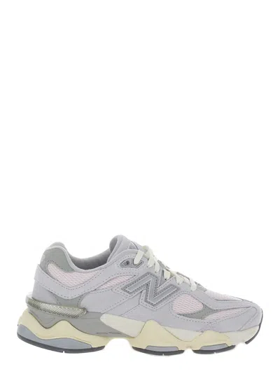 Shop New Balance 9060 Grey Sneakers With Logo In Leather Woman