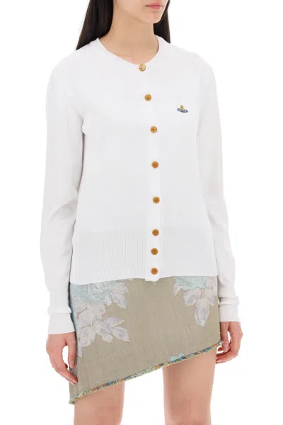 Shop Vivienne Westwood Bea Cardigan With Logo Embroidery In White (white)