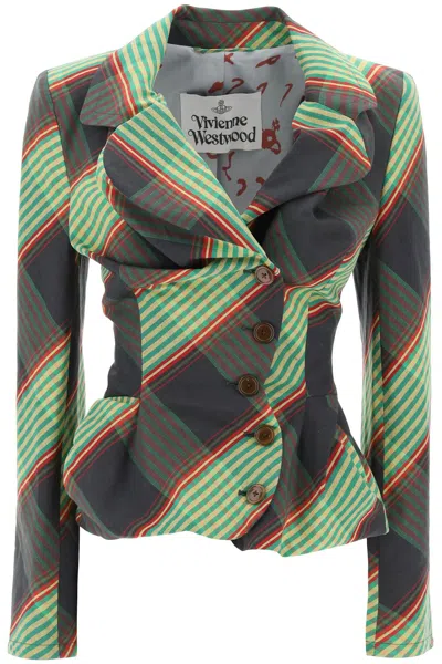 Shop Vivienne Westwood Drunken Tailored Draped Jacket In Combat Tartan