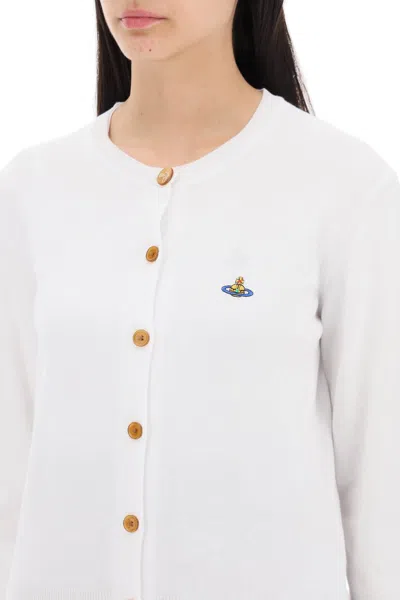 Shop Vivienne Westwood Bea Cardigan With Logo Embroidery In White (white)