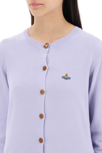 Shop Vivienne Westwood Bea Cardigan With Logo Embroidery In Lavender (purple)