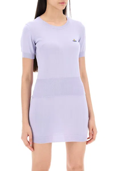 Shop Vivienne Westwood Bea Short-sleeve Sweater With Orb Embroidery In Lavender (purple)