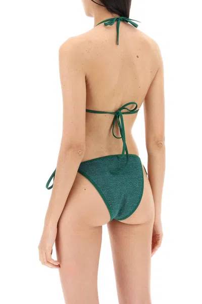Shop Hunza G Gina Bikini Set In Metallic Forest Green (green)