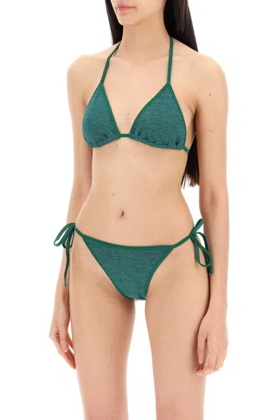Shop Hunza G Gina Bikini Set In Metallic Forest Green (green)